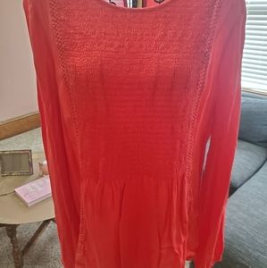 Express orange smocked top